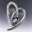 Vintage Heart Black Swarovski Crystal Brooch