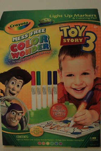 Crayola Color Wonder Magic Light up 6 Markers 18-page Coloring Pad Paper Kit Disney Pixar Toy Story 3 Mess Free Coloring Book Children's Art Craft Drawing Supplies Creative Educational Fun for Kids Great Preschool Pre-k Gift Travel Developmental Toy
