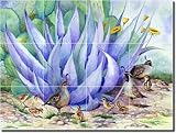 IMAGE OF Quail Capers by Susan Libby - Southwest Bird Ceramic Tile Mural 18