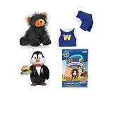 Webkinz Pet Plush Combo Pack - Black Bear, Basketball Outfit, 2 Packs Trading Cards, Penguin Figurine