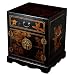 EXP Handmade Oriental Furniture - 24" Antique Style Black Leather Mandarin End Table / Nightstand