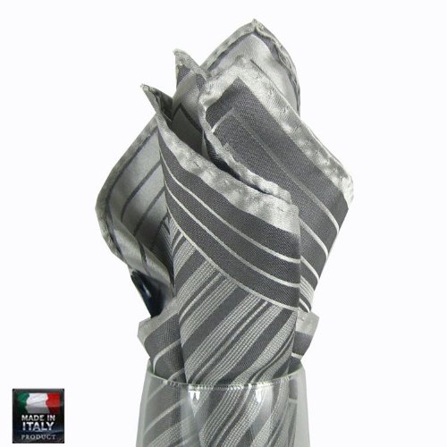 Men's - Gray - Silver - Italian Silk Custom Made Pocket Square