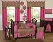 Cheetah Girl Pink and Brown Baby Bedding 9pc Crib Set