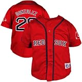 MLB Majestic Adrian Gonzalez Boston Red Sox #28 Preschool Closehole Player Mesh Jersey - Red (4)