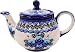 Polish Pottery Ceramika Boleslawiec,  0105/162, Teapot Fruti, 3 1/4 Cups, Royal Blue Patterns with Blue Pansy Flower Motif