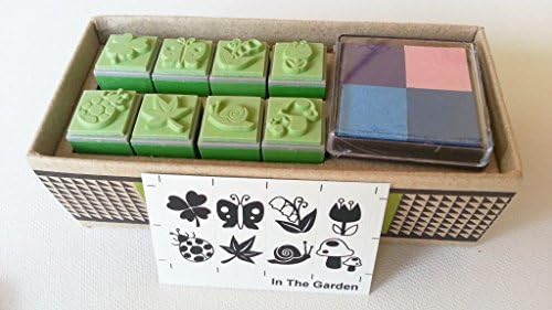 Np Crafts 8 Kids Rubber Stamp Scrapbook Supply Stamper Flower Garden Butterfly High Quality Rubber Stamp Set with Ink Pad