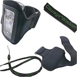 (2 in 1 Package) Black Color Armband Neoprene Carrying Case Cover for Blackberry Pearl 8100 8110 8120 8130 + Courage*Wisdom Neckstrap