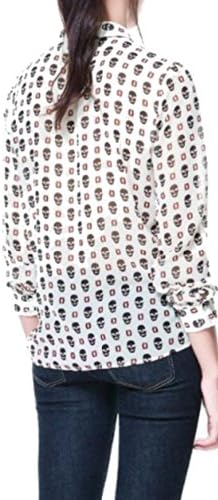 Women's Handle The Wind Skull Printed Long Sleeved Shirt Size S white