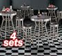4x 3pc Black Wood Bar Table & Commercial Restaurant Chrome Black Swivel Barstool Set 29"