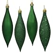8ct Emerald Green Shatterproof 4-Finish Finial Drop Christmas Ornaments 5.5"