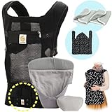 エルゴベビー 抱っこ紐 (ベルト付） パフォーマンスヴェントス/ブラック・クールエアインサート3III+防寒セット 【正規品2年間保証-SG認定】 +防寒ケープ＆よだれパッド