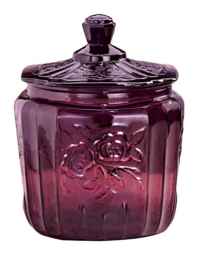 Miles Kimball Amethyst Depression Style Glass Biscuit Jar