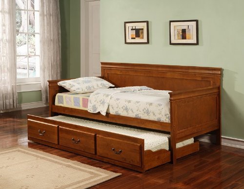 Coaster Twin Daybed With Trundle in Oak Finish
