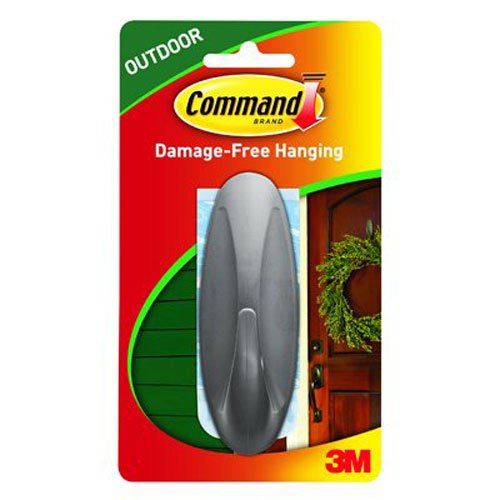 Command Outdoor Designer Hook, Large, Graphite, 1-Hook (17083G-AWES)