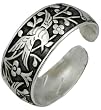 Oxidized White Copper & Zinc "Silver" Tribal Birds Cuff Bracelet by Tiger Mountain