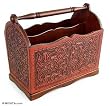 Cedar and leather magazine rack, 'Iquilla'
