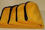 3pcs Deluxe Microfiber Towels For Car Detailing & Household Cleaning 16×16 Yellow/Black Trim