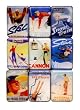 Vintage Skiing Magnets Set of 9