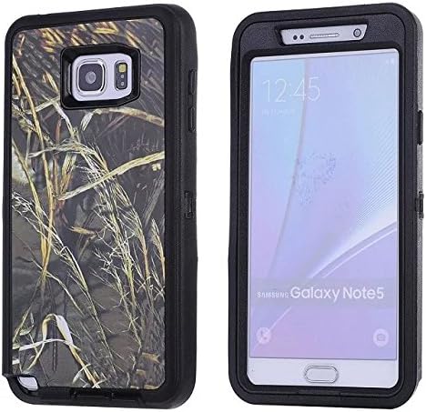 For Samsung Galaxy Note 5 Case,Fivers(TM) Heavy Duty Case 3 in 1 Three Advantages Waterproof Dustproof Shakeproof Forest Camouflage Desig Cell Phone Cases for Samsung Galaxy Note 5 (Grass- Black)