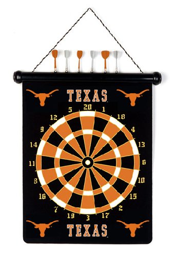 TEXAS LONGHORNS Magnetic DART BOARD SET with 6 Darts (15" wide and 18" long)