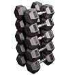 Body Solid SDRS650 55-75-Pound Rubber Hex Dumbbell Set