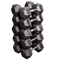 Body Solid SDRS650 55-75-Pound Rubber Hex Dumbbell Set