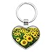 Field of Sunflowers Heart Love Metal Keychain Key Chain Ring