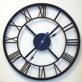 Large Black Roman Numeral Wall Clock Open Dial Face Contemporary