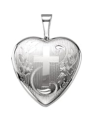 Sterling Silver Heart Locket With Cross