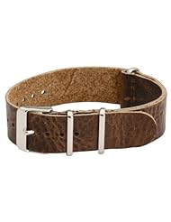 22mm Premium Classic Oiled Leather SS Worn Regular Brown - Easily Interchangeable Replacement Military Watch Strap / Band - Fits All Watches!!!