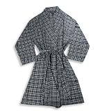State O Maine - Mens Big And Tall Flannel Plaid Robe, Charcoal, Black