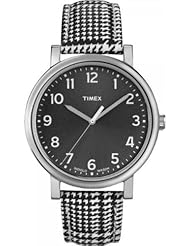 Timex Womens T2N923 Two-Tone Leather Quartz Watch with Black Dial