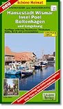 Hansestadt Wismar, Insel Poel, Boltenhagen und Umgebung Radwander- und Wanderkarte 1 : 50 000: Ausflüge zwischen Neukloster, Neubukow, Klütz, Rerik und Grevesmühlen. Mit Citykarte Wismar