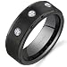 3 Stone 8 mm Comfort Fit Mens Black Tungsten Wedding Band Ring Sizes 8 to 13