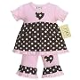 JoJo Designs 2 Piece Pink and Brown Dot Outfit, 18 to 24 Months