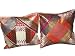Cushion Cover-2 Orange Ethnic Vintage Sari Zari Borders Toss Pillow