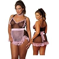 Sexy Plus Size French Maid Lingerie - 4 Piece Set