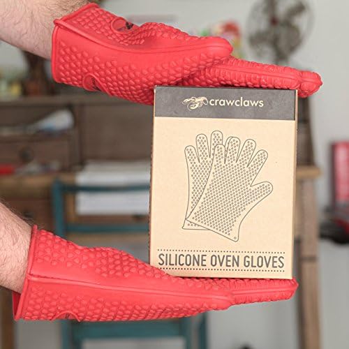 One Pair - CrawClaws Silicone Cooking Gloves - 425º Heat Resistant - Designed For Gas, Charcoal and Kamado Grilling - Perfect For The Oven And Baking