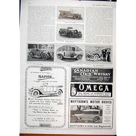 1914 ADVERT NAPIER MOTORS MAYTHORN OMEGA WATCH WHISKY