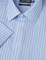 Cotton Rich Easy to Iron Short Sleeve Striped Shirt