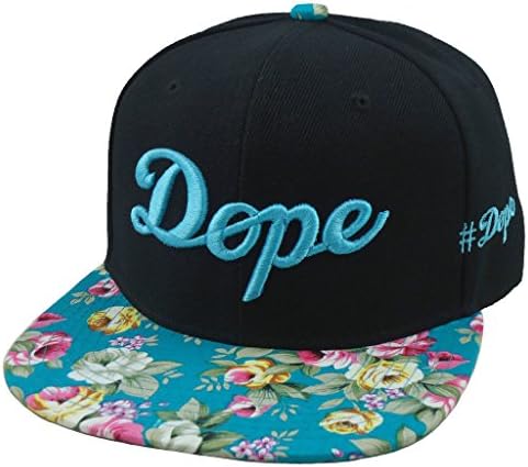 NEW FLORAL DOPE 3D EMBROIDERY FLAT BILL SNAPBACK CAP HIP HOP HAT BLK/AQUA
