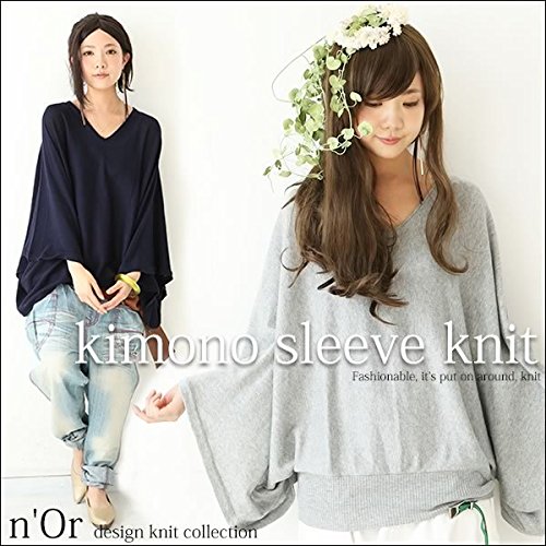 (ノアール) n'Or キモノ袖デザインニット　レディース ニット 変形 ドルマン Vネック