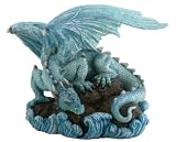 Blue Water Dragon on Rock Sculpture