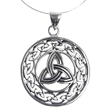Sterling Silver Celtic Trinity Circle Pendant, 16-18