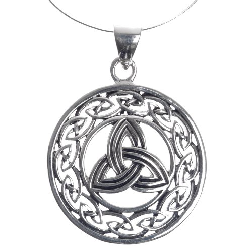 Sterling Silver Celtic Trinity Circle Pendant, 16-18