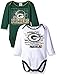 NFL Green Bay Packers Unisex-Baby 2-Pack Long-Sleeve Bodysuits, Green, 3-6 Months