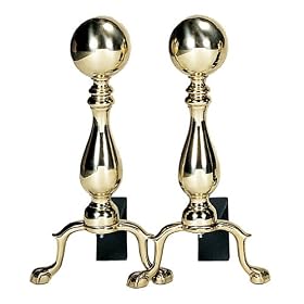 Solid Brass Medium Ball Andiron by UniFlame