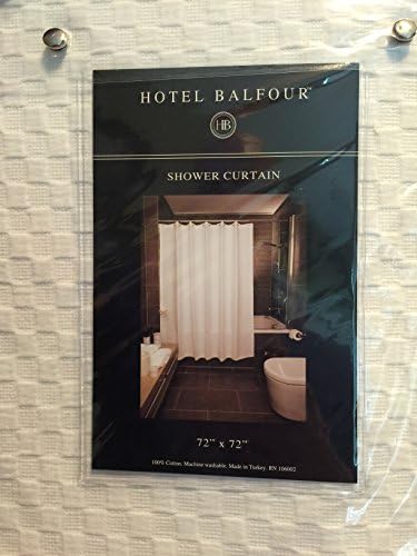 Hotel Balfour Premium Quality Fabric Shower Curtain. White Checkered, Waffle Pattern 100% Cotton 72" x 72"
