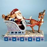 JIM SHORE RUDOLPH Red Nosed Reindeer & SANTA IN SLEIGH MUSICAL