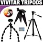 Vivitar Tripod Kit Which Includes A Deluxe 52" Tripod + 7" Spider Tripod + Strong Mini Tripod + DB ROTH Micro Fiber Cloth For The Aiptek A-HD, HD-1, Hi Speed High Definition 720P Camcorders
